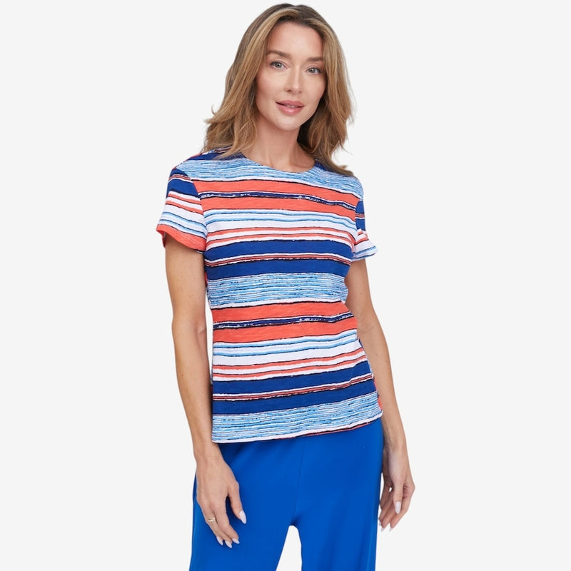 Women’s Multicolor Striped Short Sleeve Top