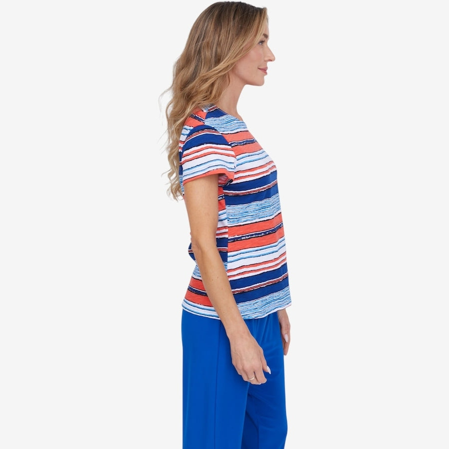 Women’s Multicolor Striped Short Sleeve Top
