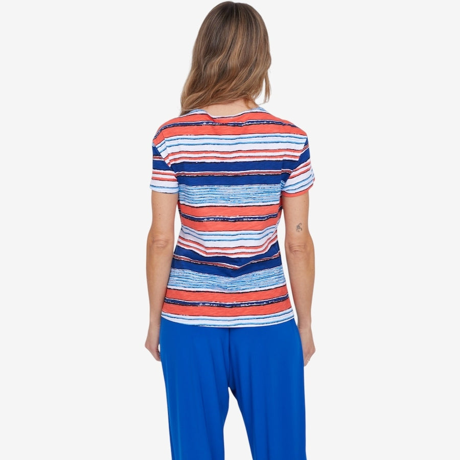 Women’s Multicolor Striped Short Sleeve Top